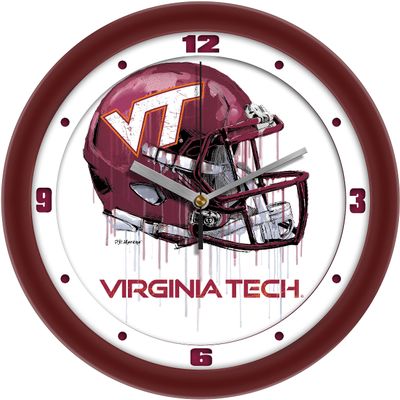 Virginia Tech Hokies Drip Helmet Decorative Wall Clock, Silent Non-Ticking Sports Team Wall Clock for Living Room Decor, Bedroom, Fan Cave, 11.5"