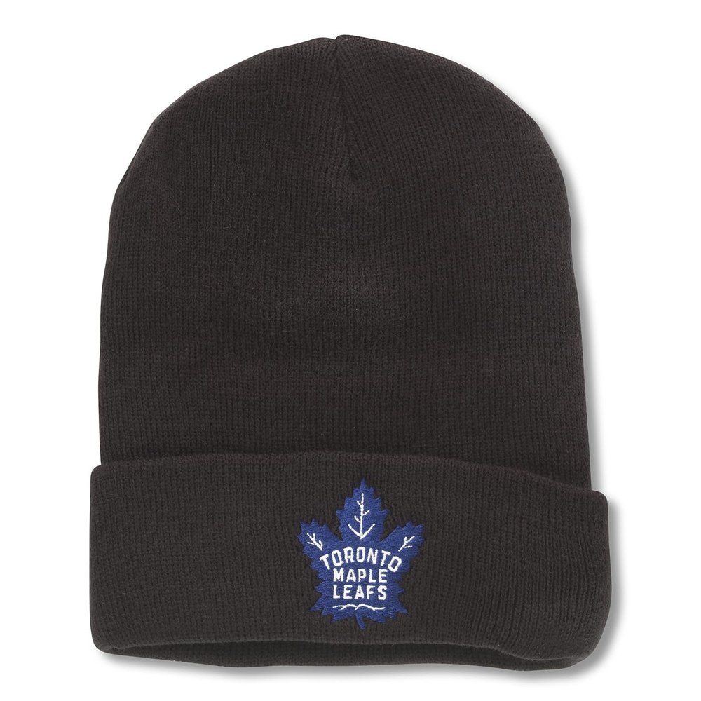 AMERICAN NEEDLE Toronto Maple Leafs NHL Cuffed Knit Collection Beanie, Royal (21019A-TML-BLK) Black
