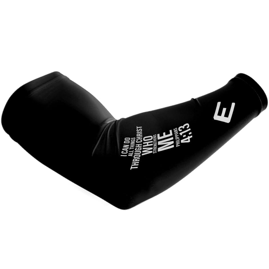 Elite Athletic Gear Religous Compression Arm Sleeves - Youth & Adult Sizes - Sports & Fitness - Sold Individually (Philippians 4:13 Cross, ADULT S/M)