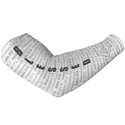 Elite Athletic Gear Religous Compression Arm Sleeves - Youth & Adult Sizes - Sports & Fitness - Sold Individually (White Blessed, YOUTH)
