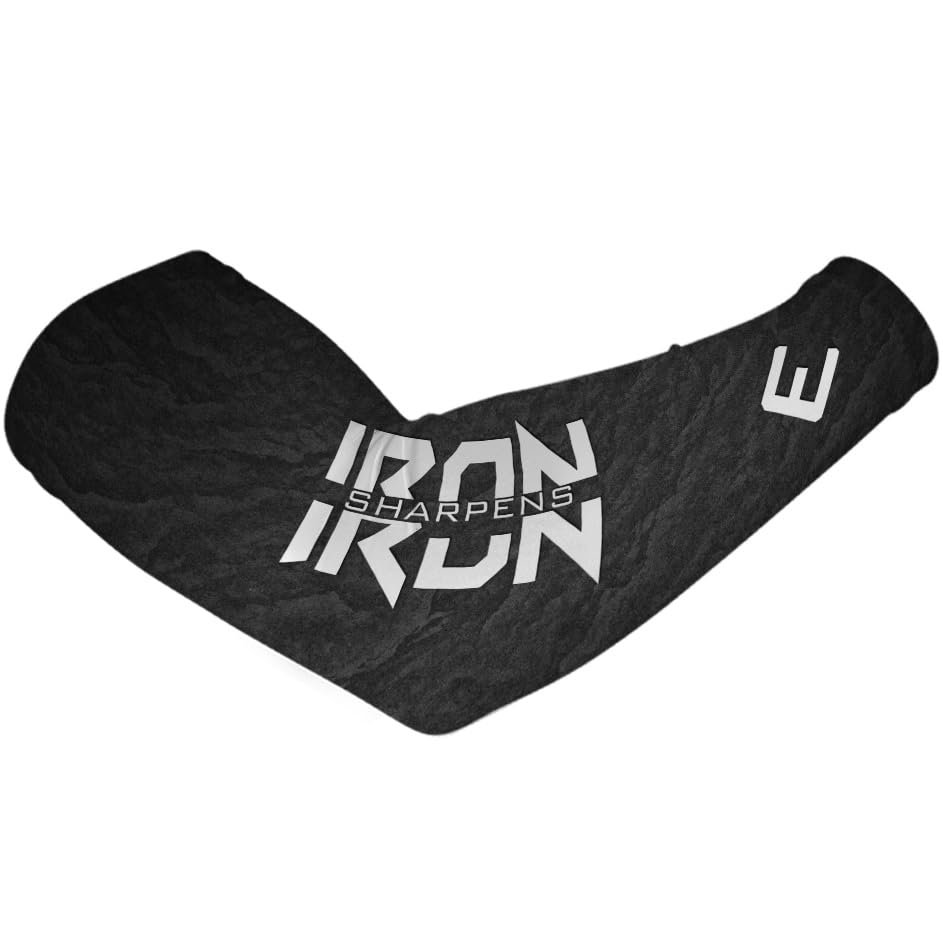 Elite Athletic Gear Religous Compression Arm Sleeves - Youth & Adult Sizes - Sports & Fitness - Sold Individually (Iron Sharpens Iron, ADULT XXL)