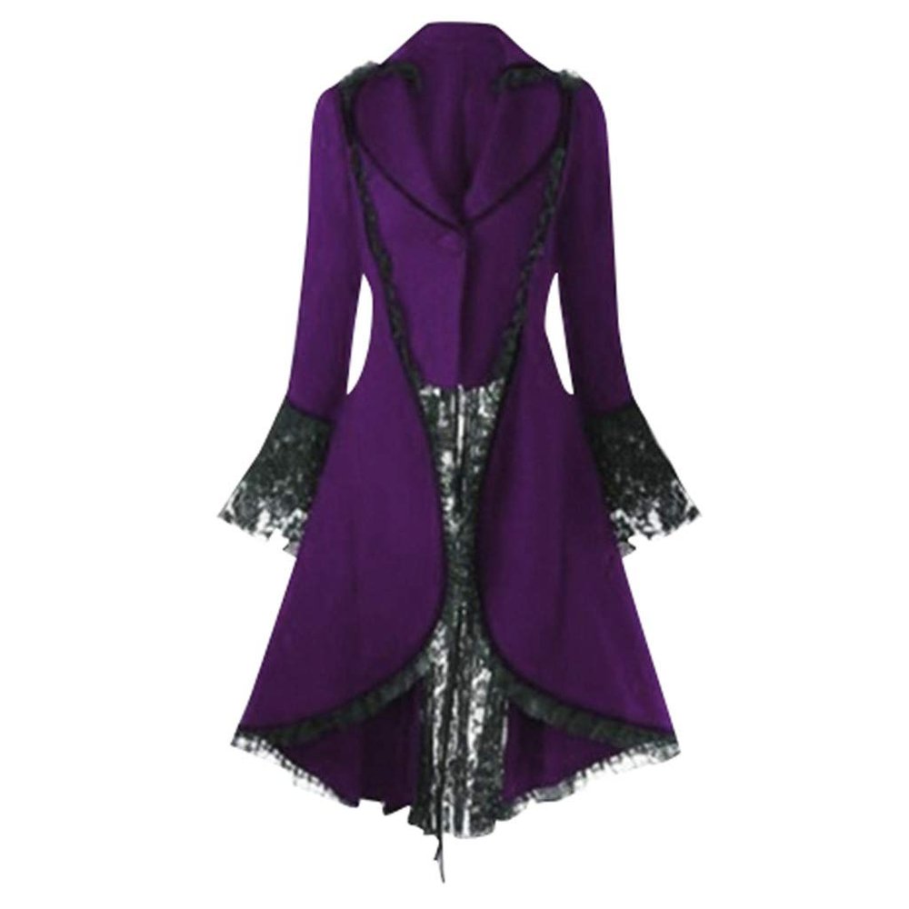 Medieval Costume for Womens Jacket Tailcoat Buttons Decorated Steampunk Victorian Deluxe Cosplay Pirate Costumes D-Purple