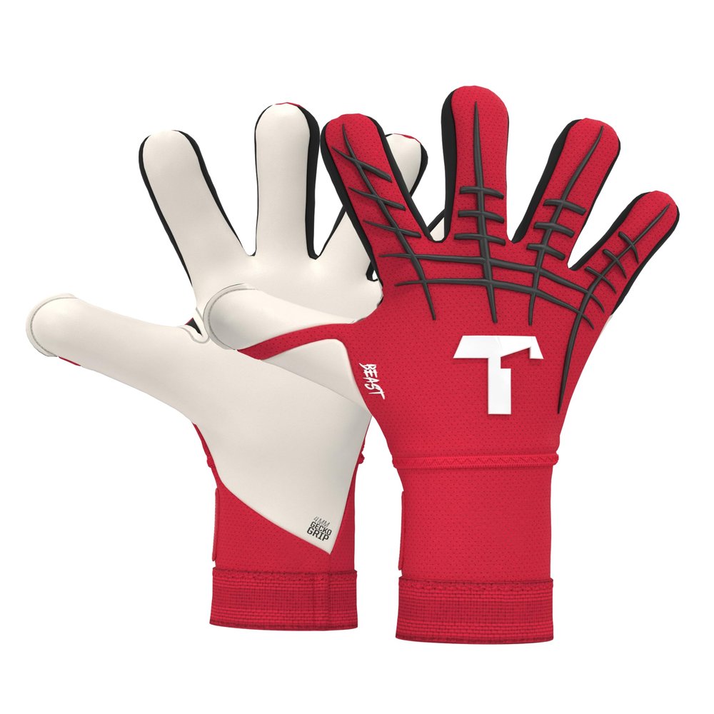 T1TAN Red Beast 3.0 - Goalkeeper Gloves - with Finger Protection - Soccer Goalkeeper Gloves - Size 6