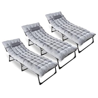 ZONETECH Folding Cot & Pad Mattress 4 Position Adjustable Portable, Premium Quality for Adult and Kids-Perfect for Camping, Travel, Patio, Beach, Indoor & Outdoor Activity (3-Pack)