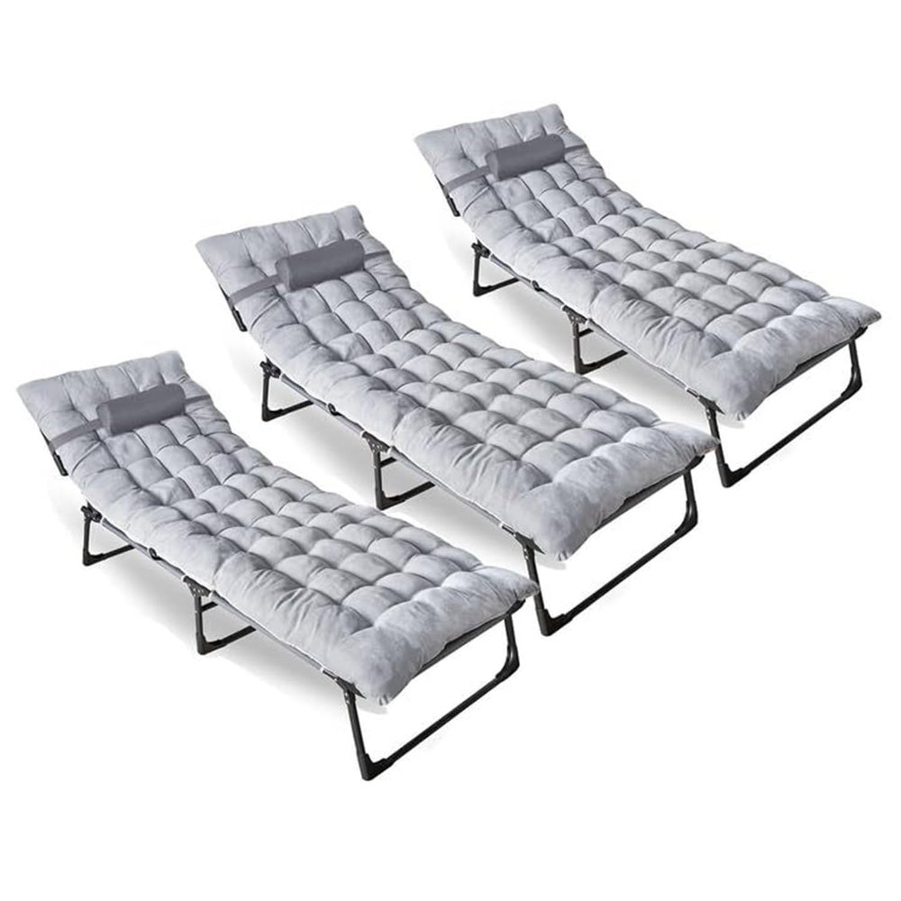 ZONETECH Folding Cot & Pad Mattress 4 Position Adjustable Portable, Premium Quality for Adult and Kids-Perfect for Camping, Travel, Patio, Beach, Indoor & Outdoor Activity (3-Pack)