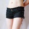 Dawery Sexy Women Tassel Low Rise Waist Hot Short Sexy Denim Booty Sexy Jeans Shorts Cute Micro Mini Short Club Wear Black S view 2