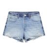 Dawery Women Denim Blue Distressed Front Zipper Mini Shorts Vintage High Waist Female Lady Shorts Light Blue Xs view 1