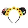 A Miaow Flower Headpiece Black Mouse Ears Headband MM Floral Hair Hoop Halloween Park Women Adults Costume Photo Shoot (Daisy) view 1