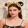 A Miaow Flower Headpiece Black Mouse Ears Headband MM Floral Hair Hoop Halloween Park Women Adults Costume Photo Shoot (Daisy) view 3