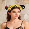 A Miaow Flower Headpiece Black Mouse Ears Headband MM Floral Hair Hoop Halloween Park Women Adults Costume Photo Shoot (Daisy) view 4
