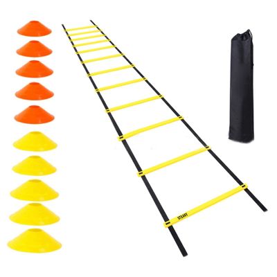 Speed Training Ladder Set, 12 Rungs, 20ft Agility Equipment with 10 Discs and Carrying Bag - Suitable for Soccer, Sports, Basketball
