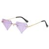 ailov Unique Diamond Rimless Trendy Sunglasses for Men Women UV400 Funky Harry Fashion Glasses (Lavender Purple) view 1