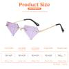 ailov Unique Diamond Rimless Trendy Sunglasses for Men Women UV400 Funky Harry Fashion Glasses (Lavender Purple) view 2