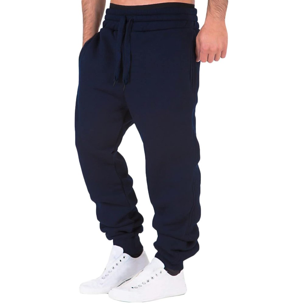 PETCDIM Mens Cotton Yoga Sweatpants Big and Tall Athletic Lounge Pants Stretch Elastic Waist Casual Jersey Pants Relaxed Fit Fleece Jogger Sweatpant Navy