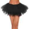Black Tutu Skirt for Women Elastic 5 Layered Tulle Tutu Skirt Black Adult Fluffy Skirt Halloween Costume view 1