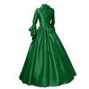 NATHGAM Womens Renaissance Cosplay Costume Medieval Irish Over Dress Halloween Cosplay Dress Gothic High Waist Gown Dress Green view 2