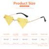 ailov Unique Diamond Rimless Trendy Sunglasses for Men Women UV400 Funky Harry Fashion Glasses (Yellow/Gold) view 2
