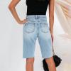 Dawery Cycling Denim Shorts Woman High Waist Hole Shorts Washed Summer Thin Short Jeans Blue S view 3
