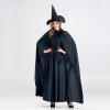 NATHGAM Women's 2023 Gothic Hooded Witch Dress Black Victorian Halloween Cosplay Costume Vampire Medieval Renaissance Dress view 3