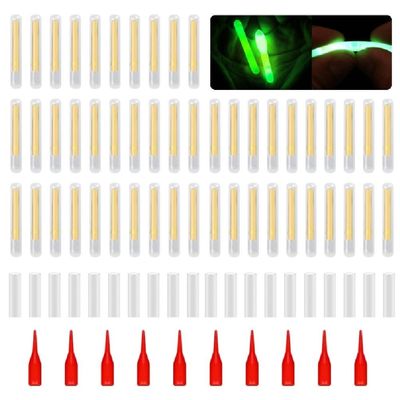 50 Pcs Fishing Fluorescent Light Stick Rod Tip Glow Sticks Night Fishing Small Glow Sticks Lightstick Replacement Night Fishing Green Fluorescent Light