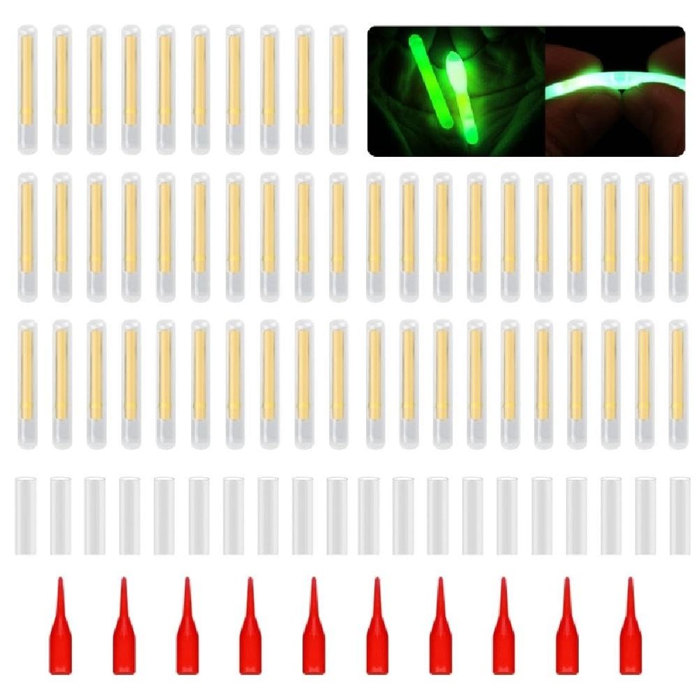 50 Pcs Fishing Fluorescent Light Stick Rod Tip Glow Sticks Night Fishing Small Glow Sticks Lightstick Replacement Night Fishing Green Fluorescent Light