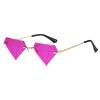 ailov Unique Diamond Rimless Trendy Sunglasses for Men Women UV400 Funky Harry Fashion Glasses (Hot Pink Purple) view 1