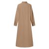 Akivide Womens Long Sleeve Cotton Linen Maxi Dress Button Down Lapel Slit Plus Size Casual Loose Beach Flowy Shirt Dress 2024 view 3
