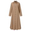 Akivide Womens Long Sleeve Cotton Linen Maxi Dress Button Down Lapel Slit Plus Size Casual Loose Beach Flowy Shirt Dress 2024 view 4