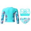 Eandarui Kids Girls Rash Guard Set Bikini Swimsuit with Sun Protection Long Sleeve Zipper Jacket UPF 50+ UV Swimwear Turquoise 12 Years view 2