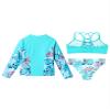 Eandarui Kids Girls Rash Guard Set Bikini Swimsuit with Sun Protection Long Sleeve Zipper Jacket UPF 50+ UV Swimwear Turquoise 12 Years view 4