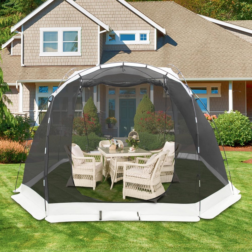 RUNBOW Screen House Tent 10X10FT Portable Mesh Outdoor Camping Tent Instant Setup 4-6 Person Backyard Patio Anti Mosquito Sun Shade Canopy Gazebo Screen Room Suitable for Camping,Beach,Park,Picni