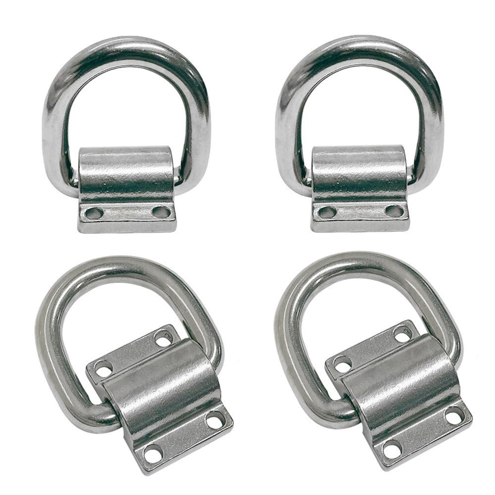 4 Pcs Marine Bolt-On Stainless Steel Lashing Ring D-Ring Anchor Tie Down 5/8"