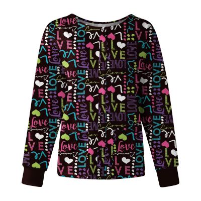Printed Scrub Jackets for Woman Print Long Sleeve Plus Size Womens Scrubs for Women Nursing Jacket with Pockets Multicolor L