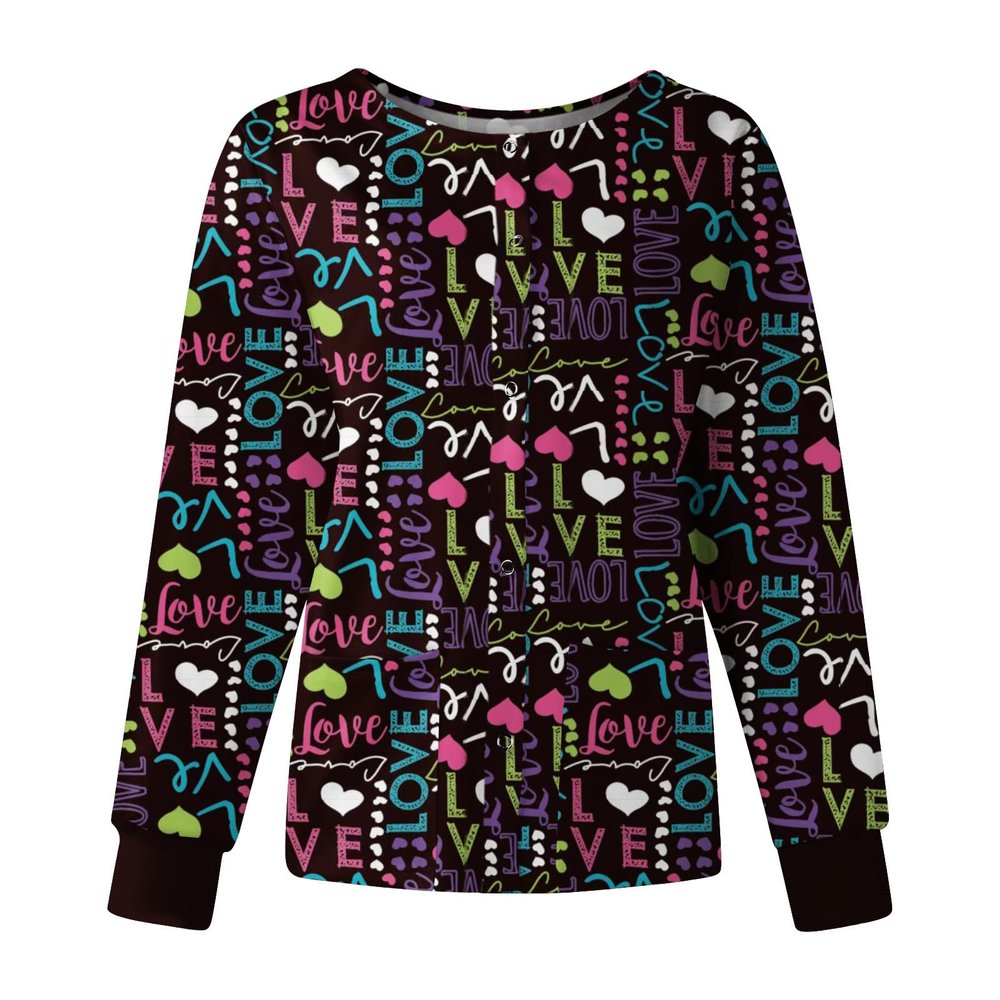 Printed Scrub Jackets for Woman Print Long Sleeve Plus Size Womens Scrubs for Women Nursing Jacket with Pockets Multicolor L