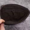 JSBWSFA Medieval Pouch, Mini Genuine Leather Coin Pouch Genuine Cowhide Handcrafted Keychain Coin Organizer Zipper Coin Pouch with Card Slot Credit Card Holder Keychain Coin Purse (Black) view 3
