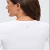 CRZ YOGA Womens Long Sleeve Crop Workout Tops Athletic Yoga Running Cropped T-Shirt Slim Fit Gym Shirts White Large view 4