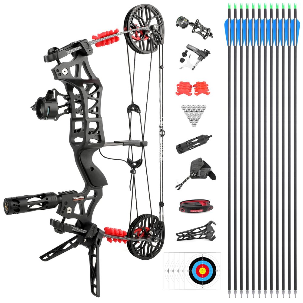 Compound Bow Kit - Stell Ball & Arrows Dual-Purpose Compound Bow, Draw Weight 30-60lbs, Gordon Limbs Made in USA for Archery Outdoor Hunting Target Shooting