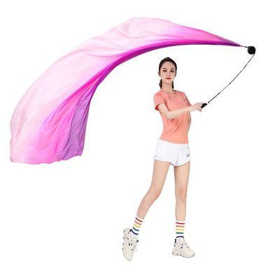 Nimiman 1pcs 2.0x0.9M/78.74"x35.43" Dance Silk Veil Poi Ball Belly Dance Poi Streamer Throw Ball (Purple Rose Pink)