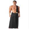 Sywiyi Men's Halloween Theme Party Toga Costume One Shoulder Ancient Greek Robe Skirt with Wristbands Black Medium view 1