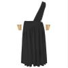 Sywiyi Men's Halloween Theme Party Toga Costume One Shoulder Ancient Greek Robe Skirt with Wristbands Black Medium view 3