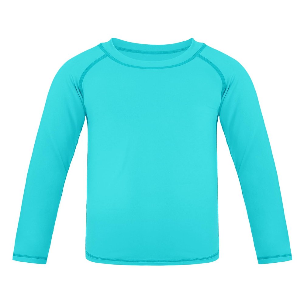 Auranso Boys Rash Guard Swim Shirt UPF 50+ Long Sleeve Sun Protection Quick Dry Shirt Lake Blue 8-9Years