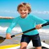 Auranso Boys Rash Guard Swim Shirt UPF 50+ Long Sleeve Sun Protection Quick Dry Shirt Lake Blue 8-9Years view 3