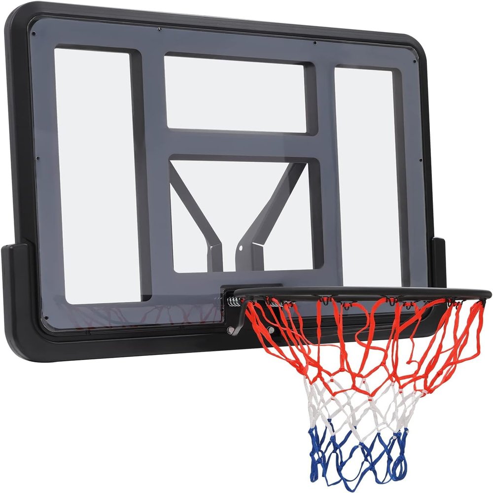 LOYALHEARTDY Shatter Proof Backboard Rim ComboW44 X 30 Inch All Mounted Basketball Backboard & Rim Combo, Wall Mounted Adjustable-Height and Fixed Basketball Hoop