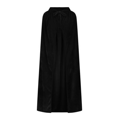 Ruziyoog Medieval Velvet Cloak for Women Wraps Elegant Hooded Wedding Cloak Winter Cape Witch Party Unisex Full Length Robe Black