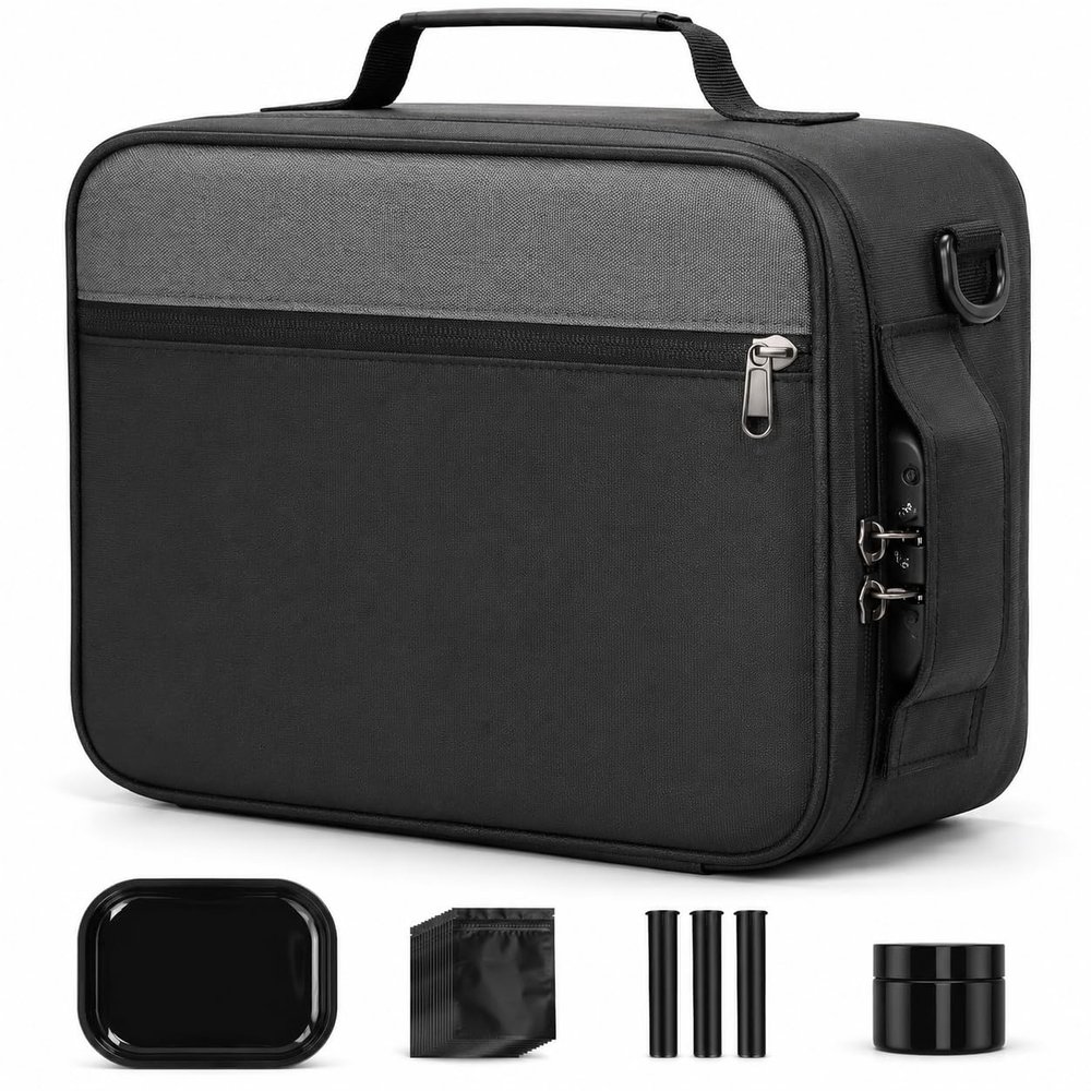 HOMEAL Large Smell Proof Bag with Lock, 11 x 8.5 x 5.2-Inch Storage Case