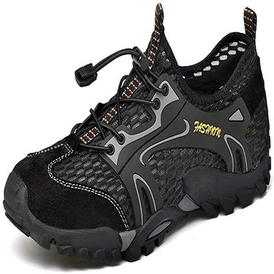 Asifn Men's Water Shoes Quick Dry Sports Aqua Soft Hiking Breathable Lightweight Outdoor Mesh Barefoot Training Walking 7-7.5 Black
