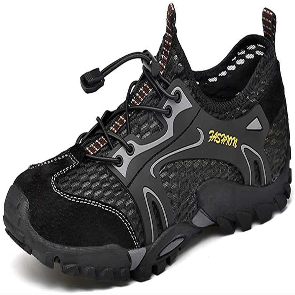 Asifn Men's Water Shoes Quick Dry Sports Aqua Soft Hiking Breathable Lightweight Outdoor Mesh Barefoot Training Walking 7-7.5 Black