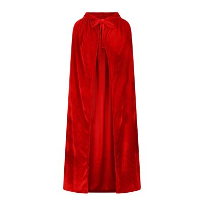 Ruziyoog Medieval Velvet Cloak for Women Wraps Elegant Hooded Wedding Cloak Winter Cape Witch Party Unisex Full Length Robe Red