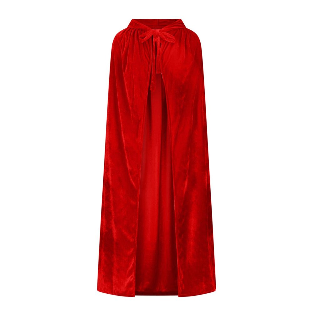 Ruziyoog Medieval Velvet Cloak for Women Wraps Elegant Hooded Wedding Cloak Winter Cape Witch Party Unisex Full Length Robe Red