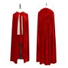 Ruziyoog Medieval Velvet Cloak for Women Wraps Elegant Hooded Wedding Cloak Winter Cape Witch Party Unisex Full Length Robe Red view 2